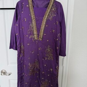 Purple Embroidered Kurta